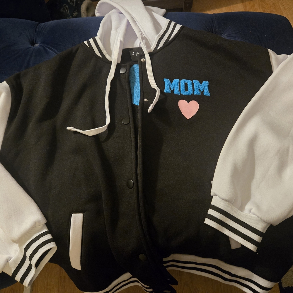 Black and White Kids Varsity Jacket